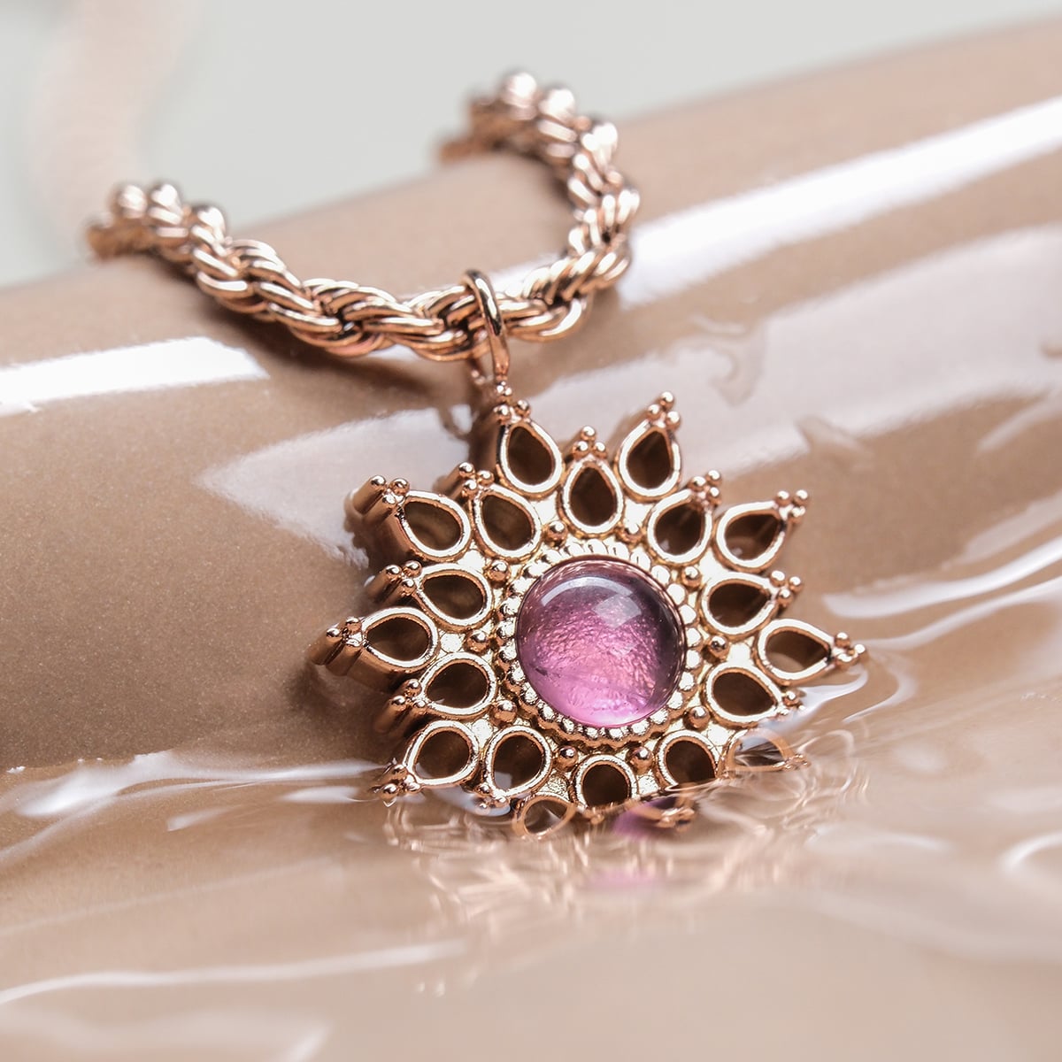 Collana Suncatcher (Ametista/Rosé)