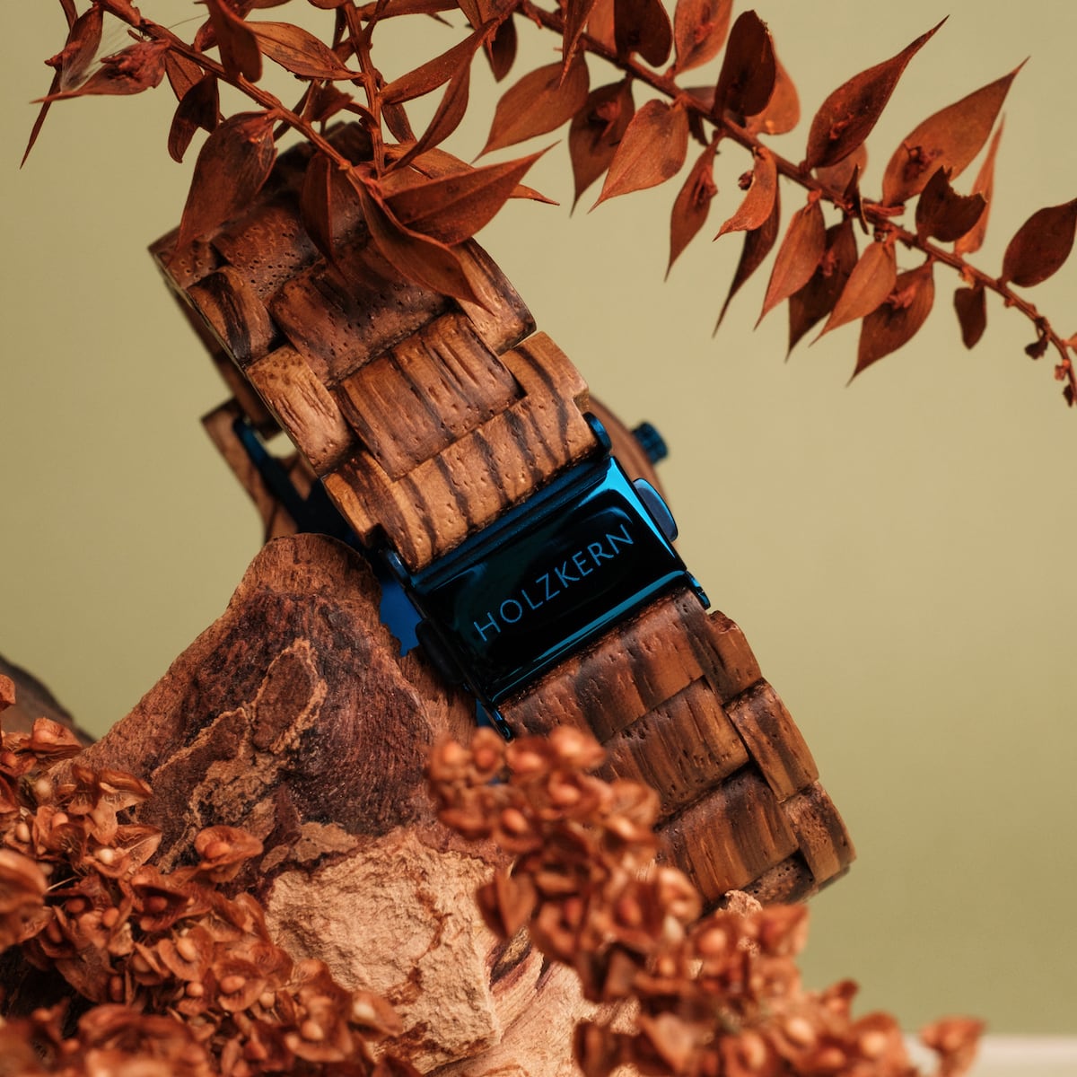 "Fall Morning" watch, crafted in Zebrawood and Wenge, showcasing a rustic and elegant wood-themed design.