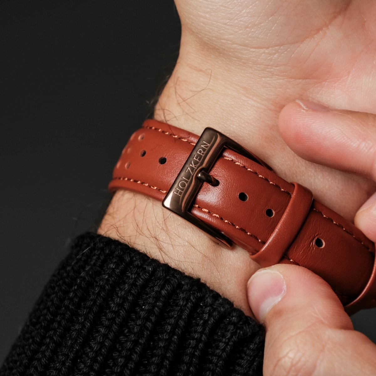 Cinturino da orologio "NCC-1701-D" in stile Jasper/Red in pelle.