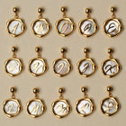 "Letter Charm A-Z", letter charm jewelry in nacre and gold with elegant style.