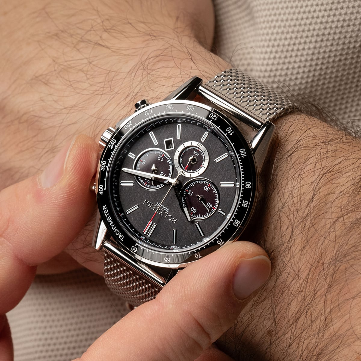 Orologio "Comfort Crusher" con acero e design argento con cinturino in texture.