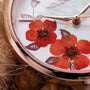 Orologio "Everbloom" con un design a fiori di prugna e accenti in oro rosa, che mostra uno stile delicato ed elegante.