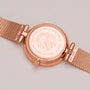 Orologio "Everbloom" in oro rosa con motivo fiore di prugna, design elegante.