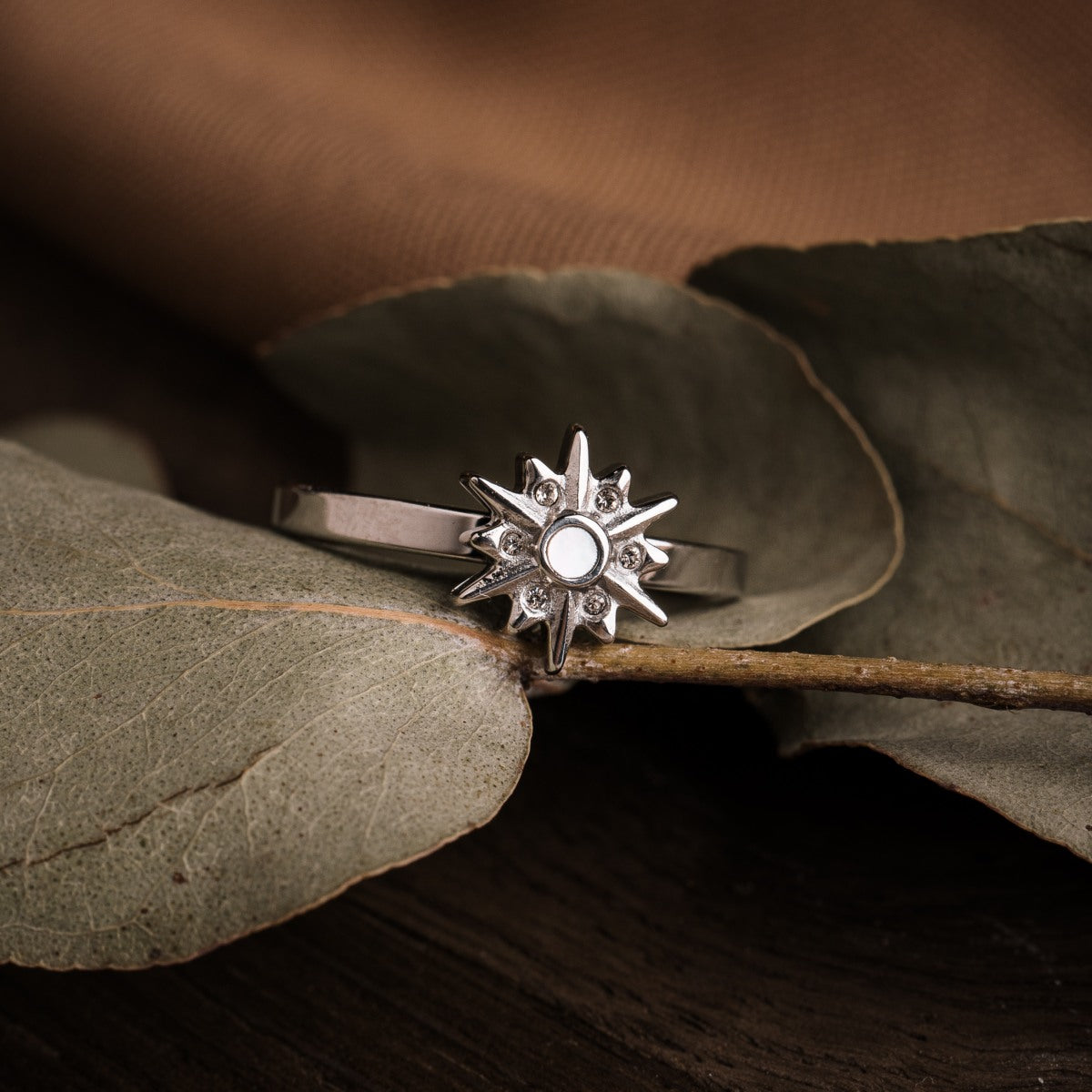 Anello Asterisk (Madreperla Bianca/Argentato)