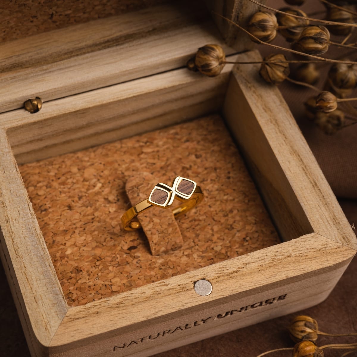 Anello Mosaic (Noce/Oro)