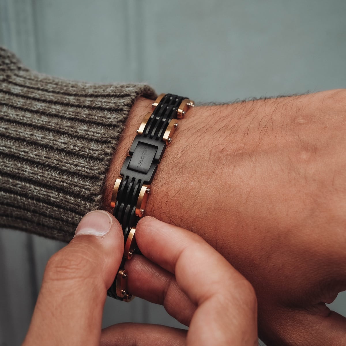 "Adagio" bracelet combines marble and gold accents for a sleek, modern look.