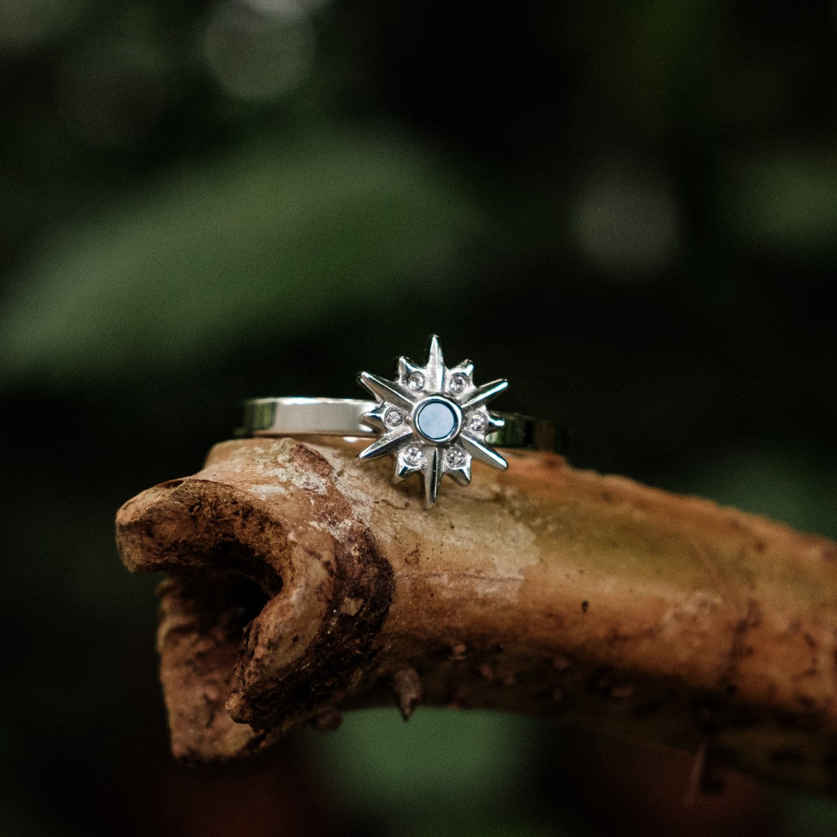 Anello Asterisk (Madreperla Blu/Argentato)