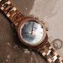 "The Passionate watch, featuring a nacre dial and rose gold accents, exuding elegance and luxury."
