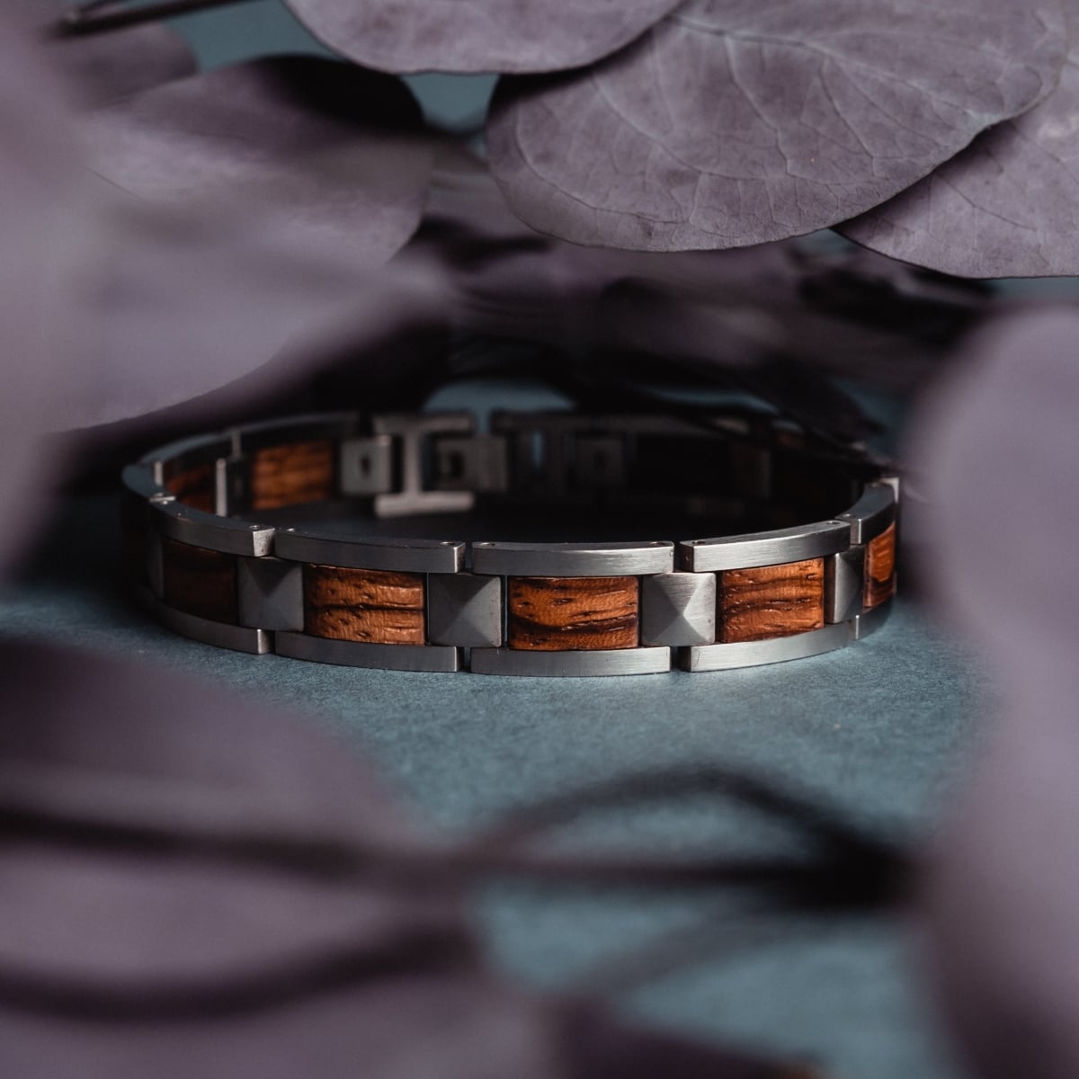 "Rhapsody" bracelet featuring zebrawood and silver in a sleek, modern design.