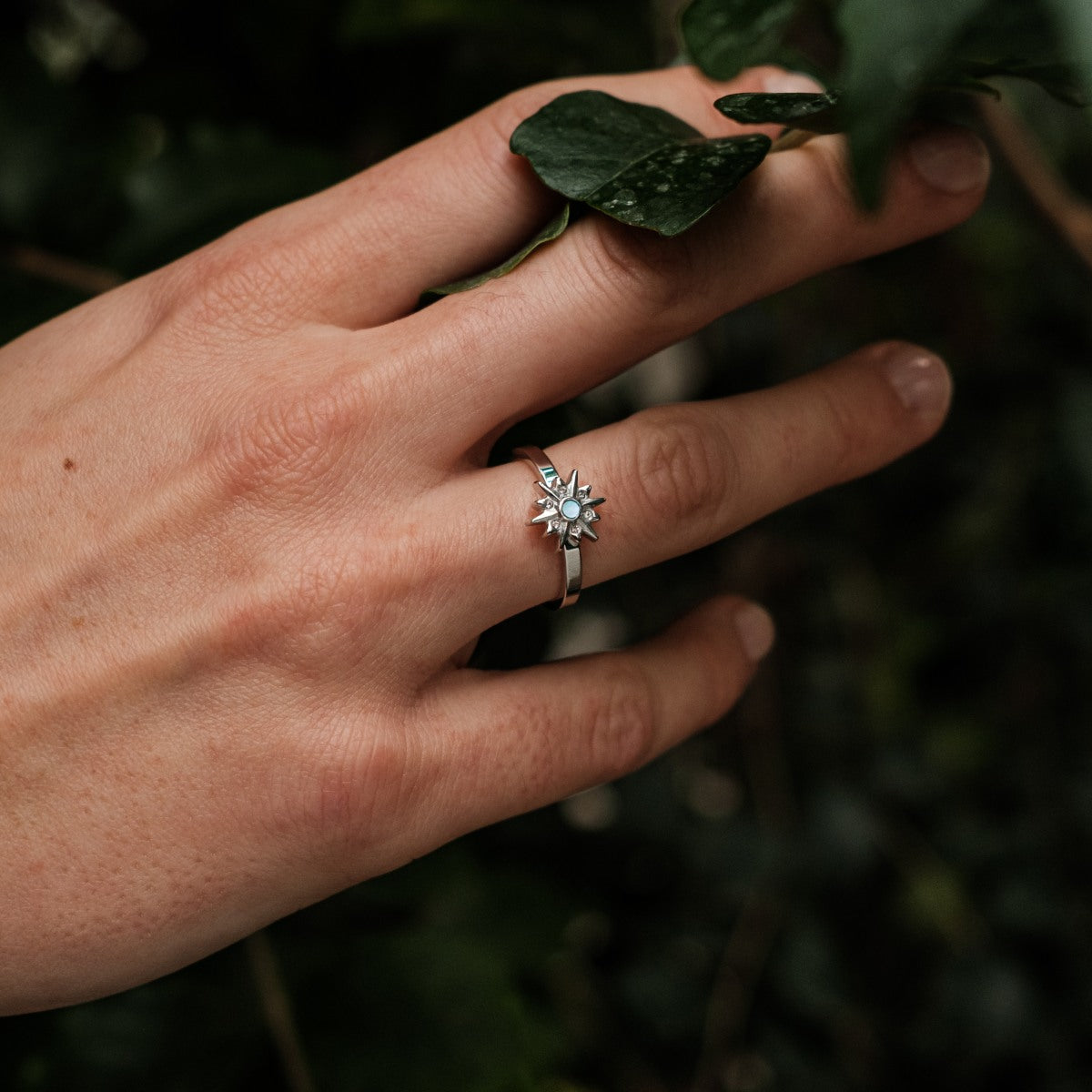 Anello Asterisk (Madreperla Blu/Argentato)