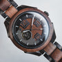 "Albert watch with acacia wood finish and modern design."