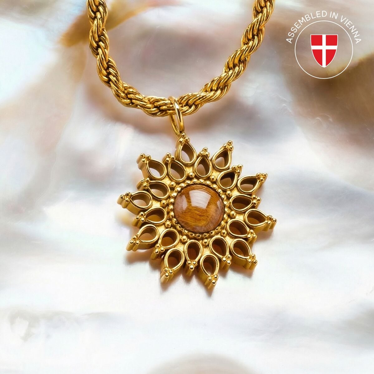 Suncatcher Halskette (Olive/Gold)