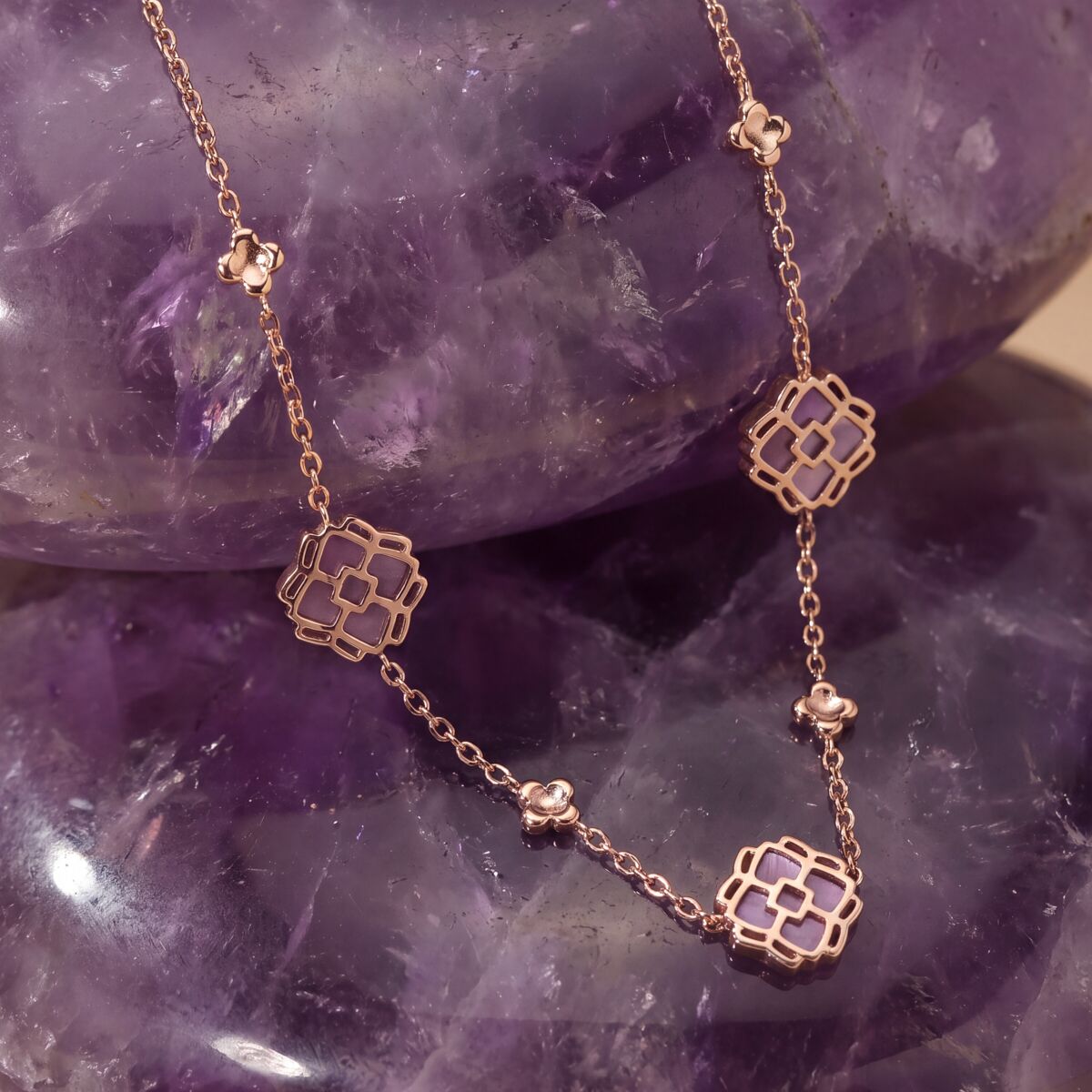Midsommar Halskette (Amethyst/Rosé)