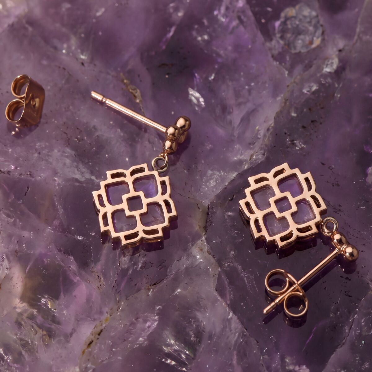 Midsommar Ohrringe (Amethyst/Rosé)