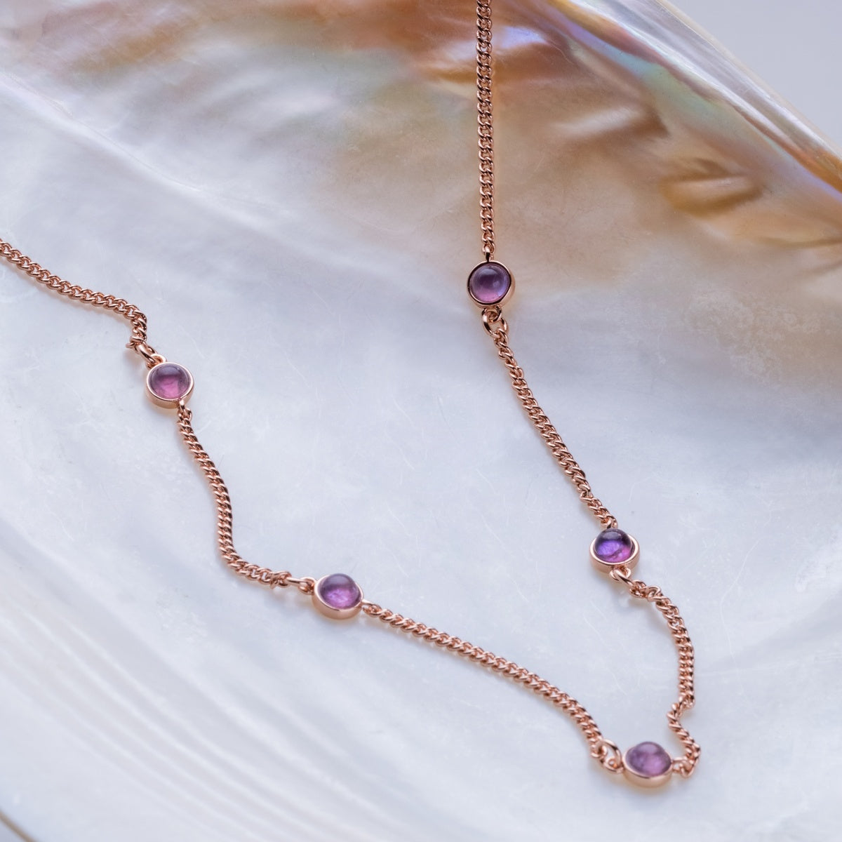 Dewdrops Halskette (Amethyst/Rosé)