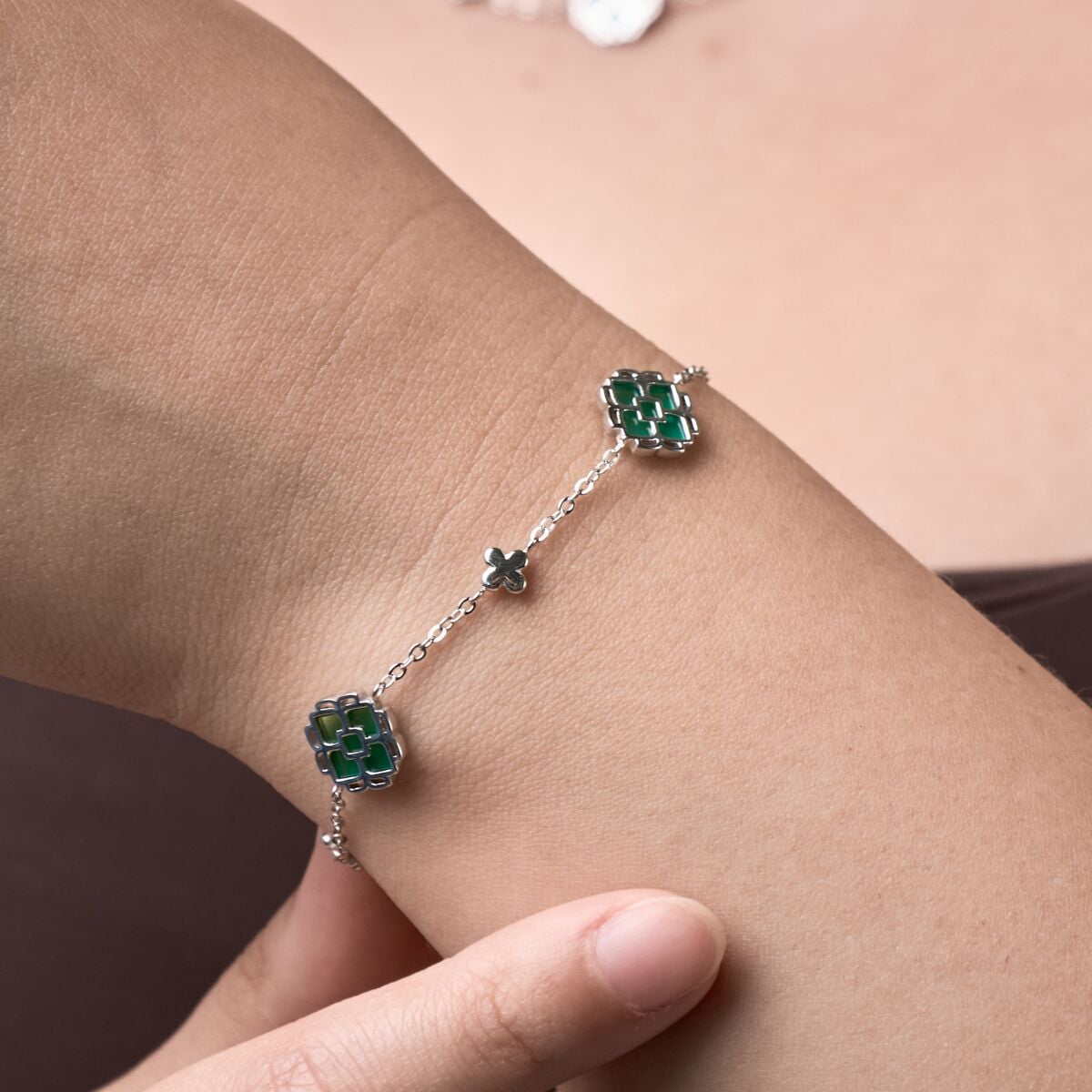 Midsommar Armband (Achat/Silber)