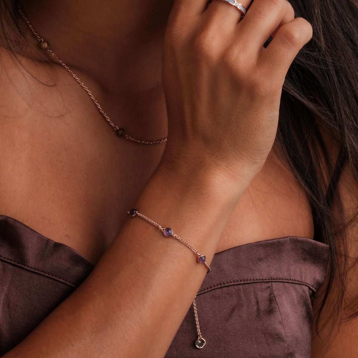 Bracciale Dewdrops (Ametista/Oro Rosa)