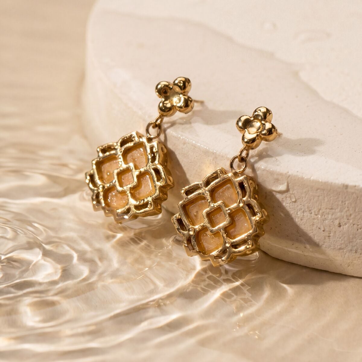 Midsommar Ohrringe (Aventurin/Gold)