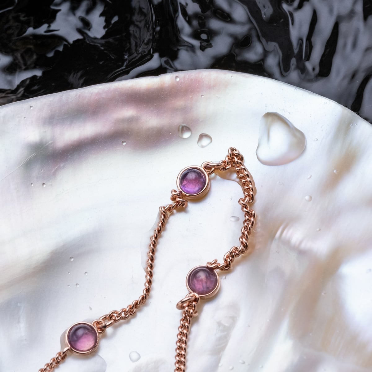 Dewdrops Halskette (Amethyst/Rosé)
