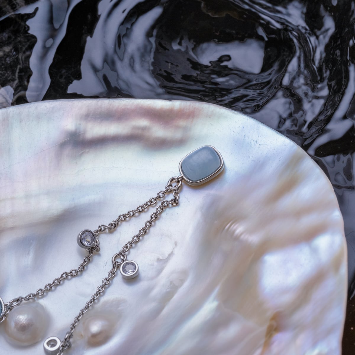 Collana Dewdrops (Acquamarina/Argento)