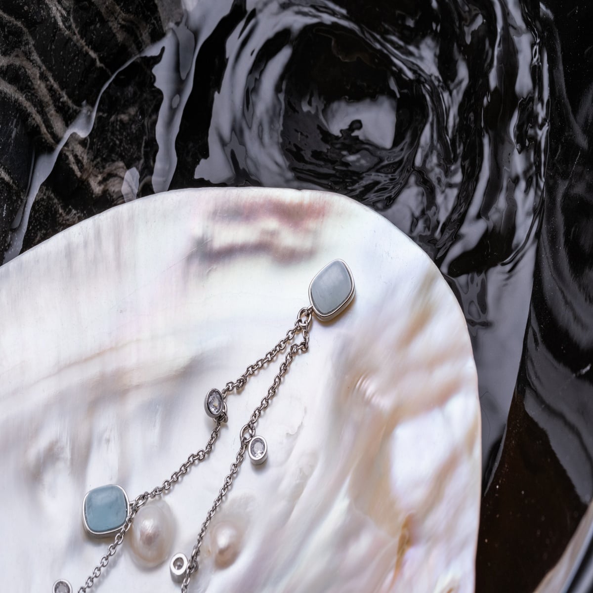 Collana Dewdrops (Acquamarina/Argento)