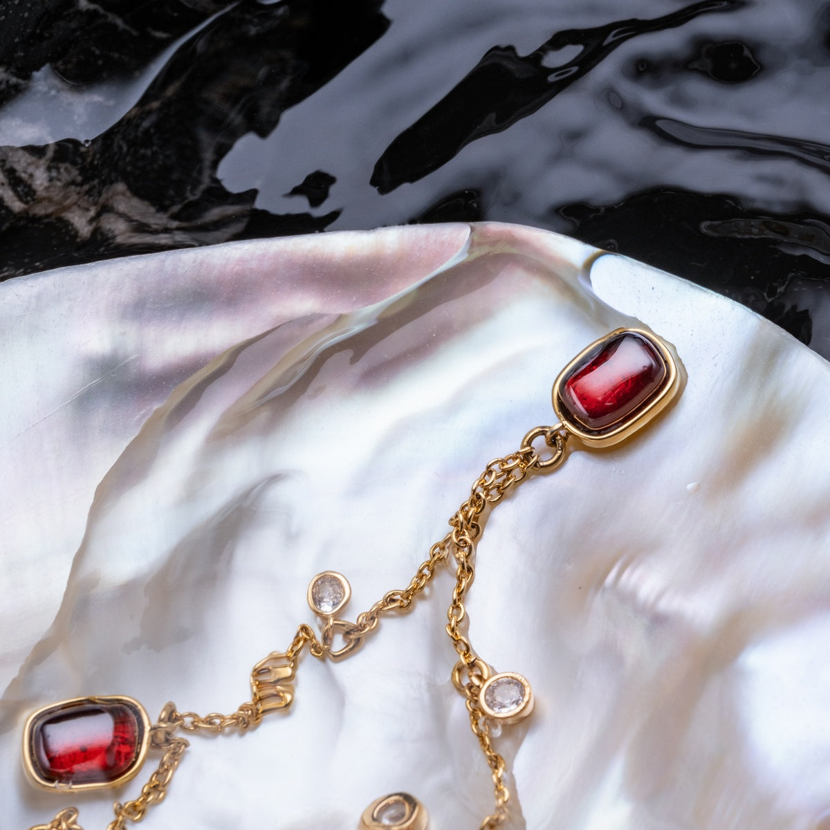 Collana Dewdrops (Granato/Oro)