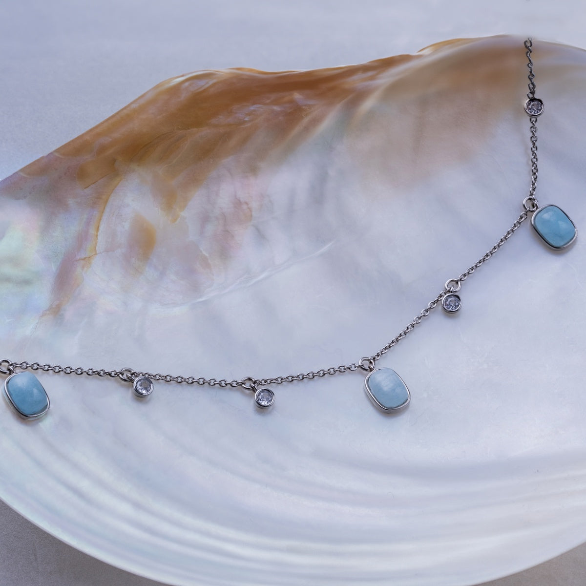 Collana Dewdrops (Acquamarina/Argento)