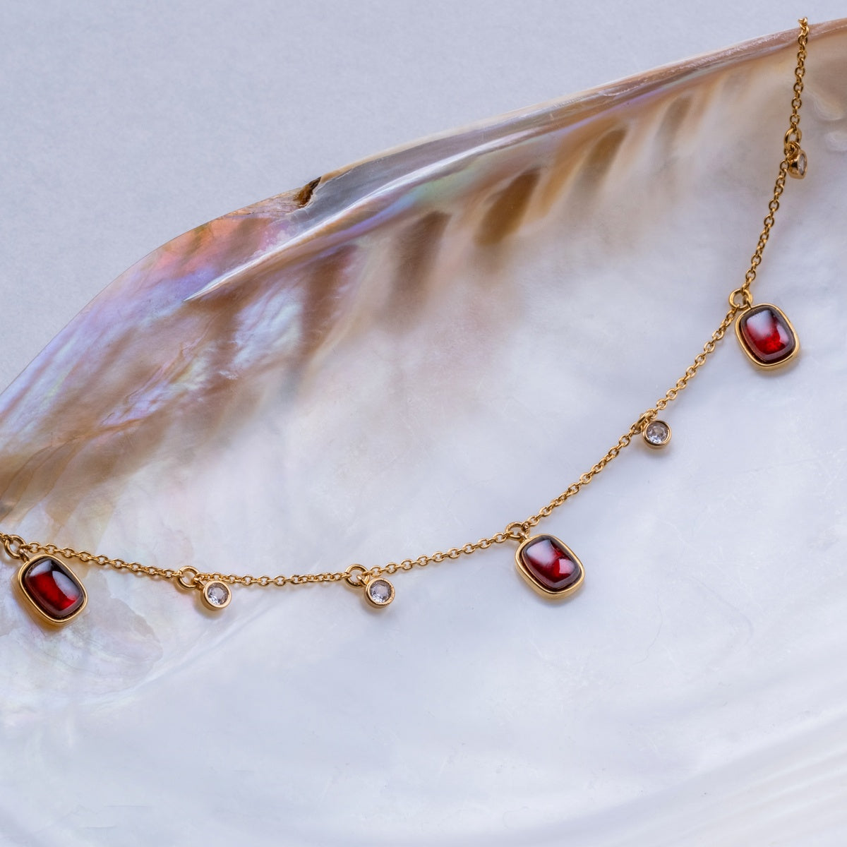 Collana Dewdrops (Granato/Oro)