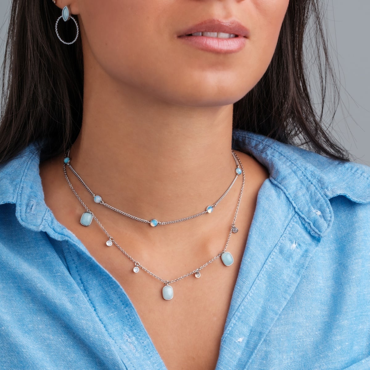 Dewdrops Halskette (Mondstein/Silber)