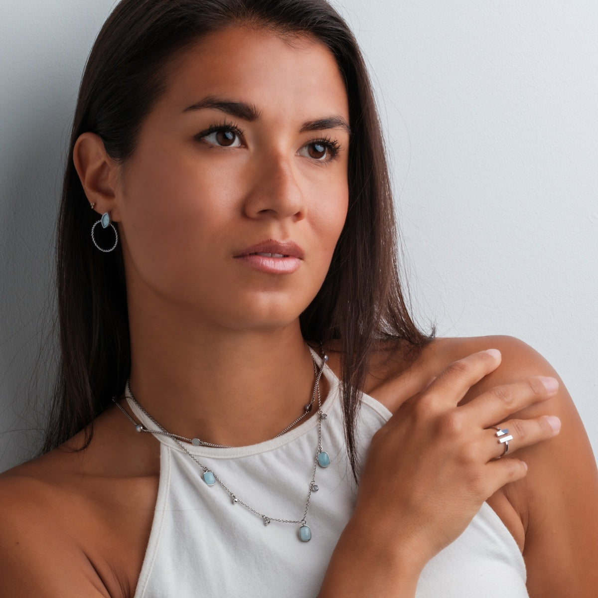 Collana Dewdrops (Acquamarina/Argento)
