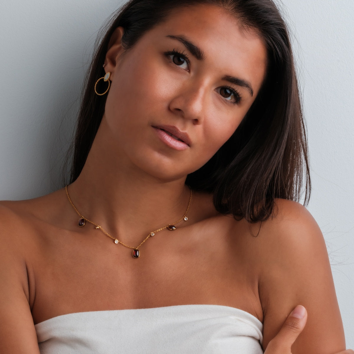 Collana Dewdrops (Granato/Oro)