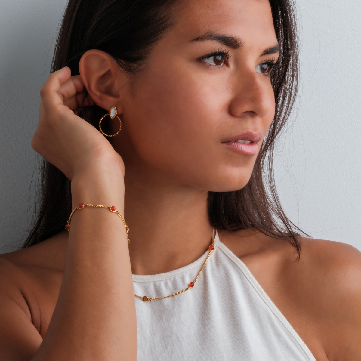 Bracciale Dewdrops (Calcedonio/Oro)