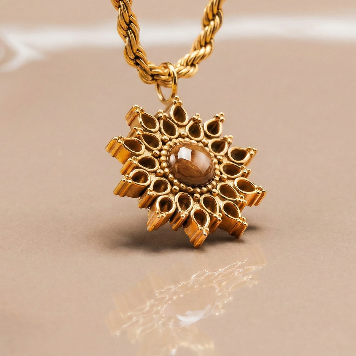 Suncatcher Halskette (Olive/Gold)