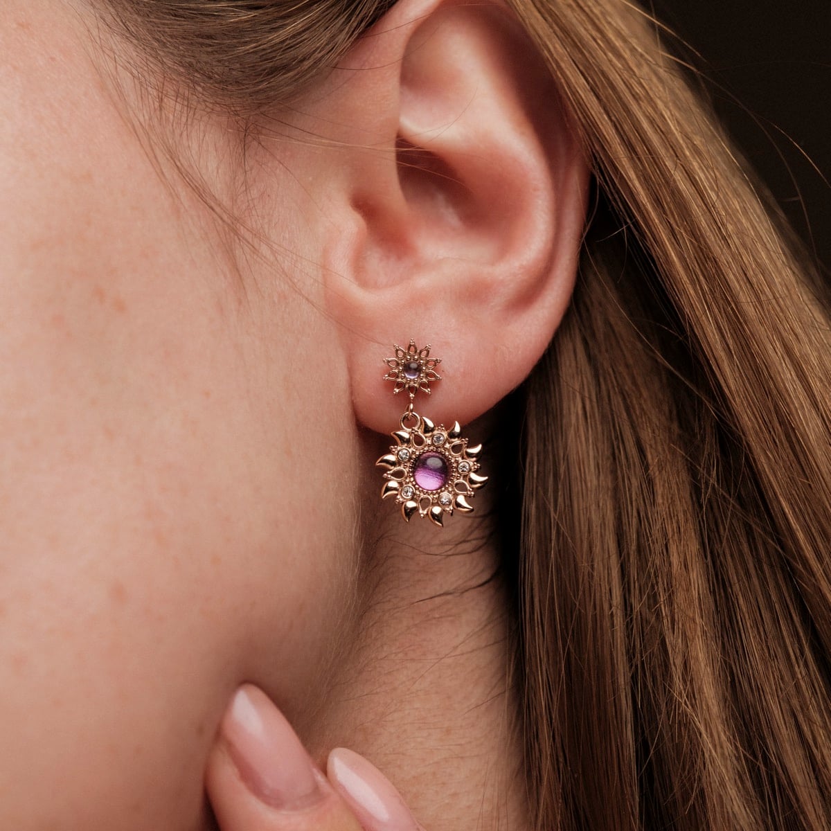 Orecchini Suncatcher (Ametista/Oro Rosa) Ii