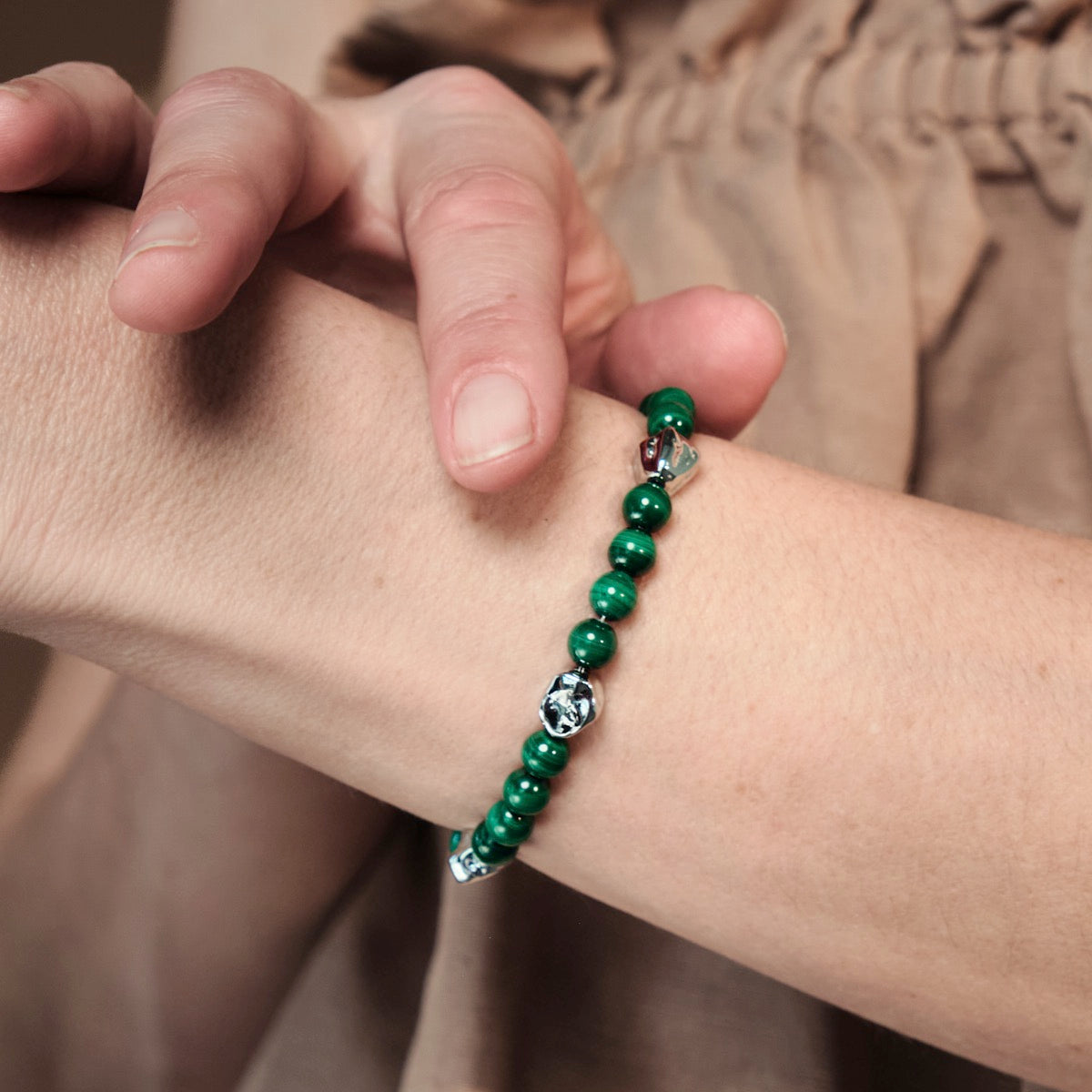 Fireworks Armband (Malachit/Silber)
