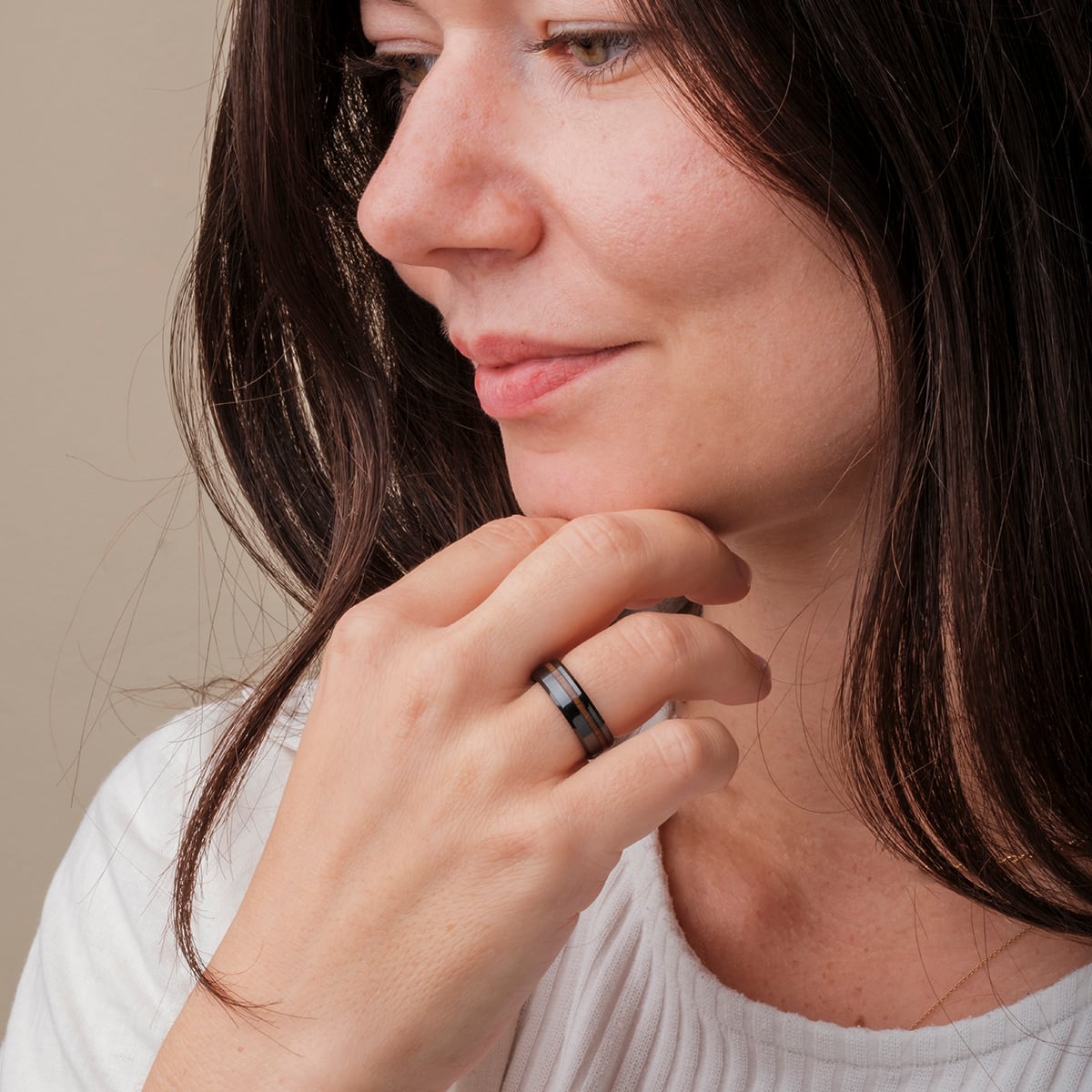 Anello Sumo (Noce/Ceramica)