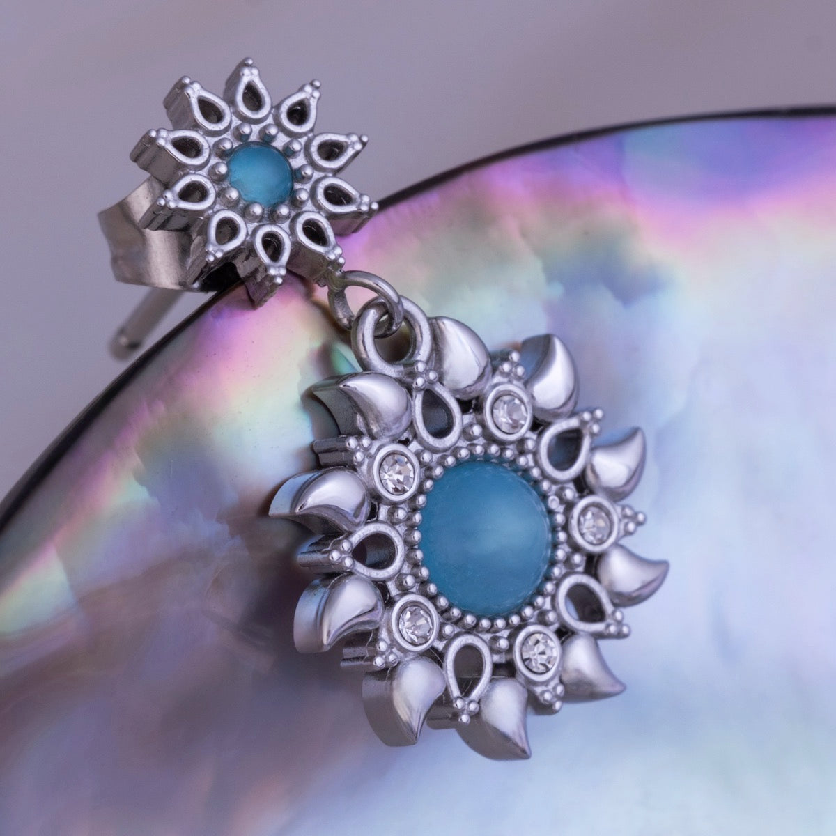 Suncatcher Ohrringe (Aquamarin/Silber)
