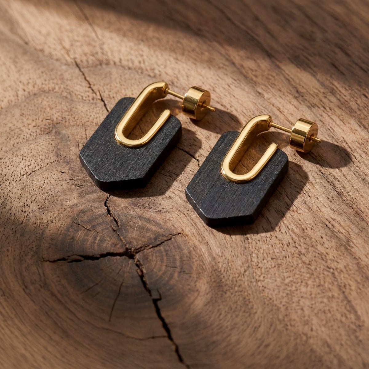 Sequoia Ohrringe (Walnuss/Gold) II