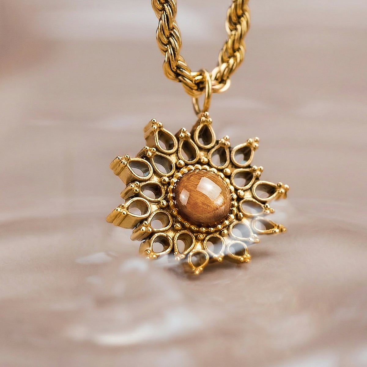 Suncatcher Halskette (Olive/Gold)