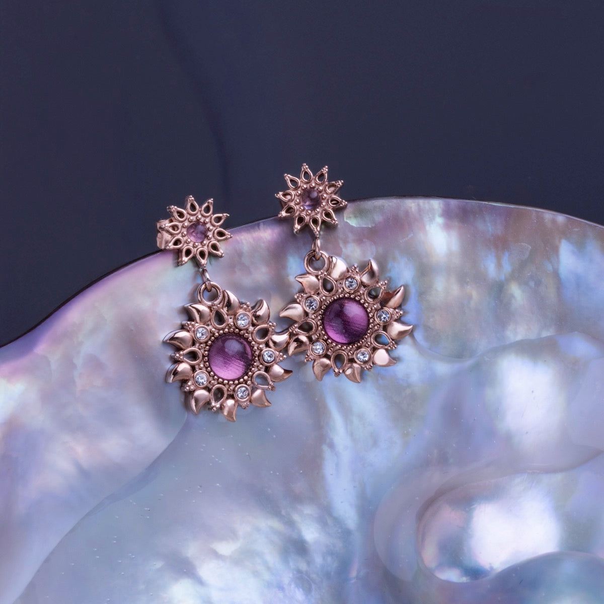 Suncatcher Ohrringe (Amethyst/Rosé) II