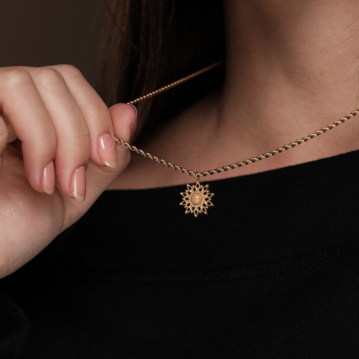 Suncatcher Halskette (Olive/Gold)