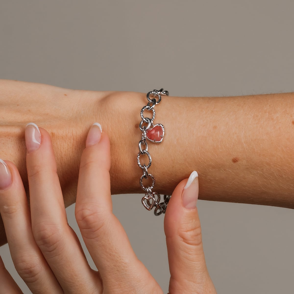 Bracciale Amorance (Quarzo Rosa/Argento)