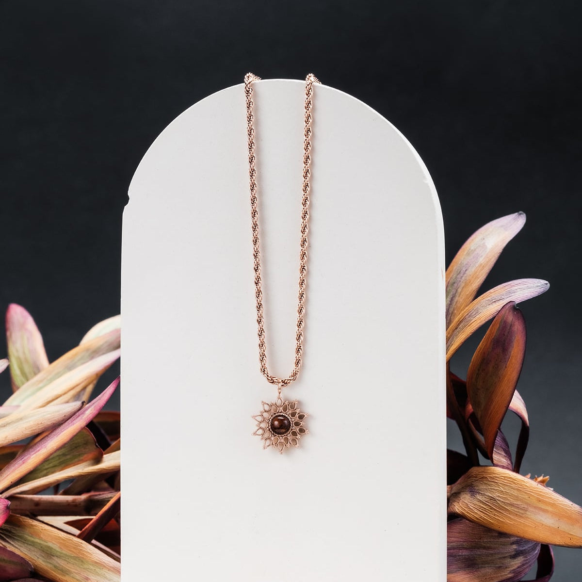 Suncatcher Halskette (Walnuss/Rosé)