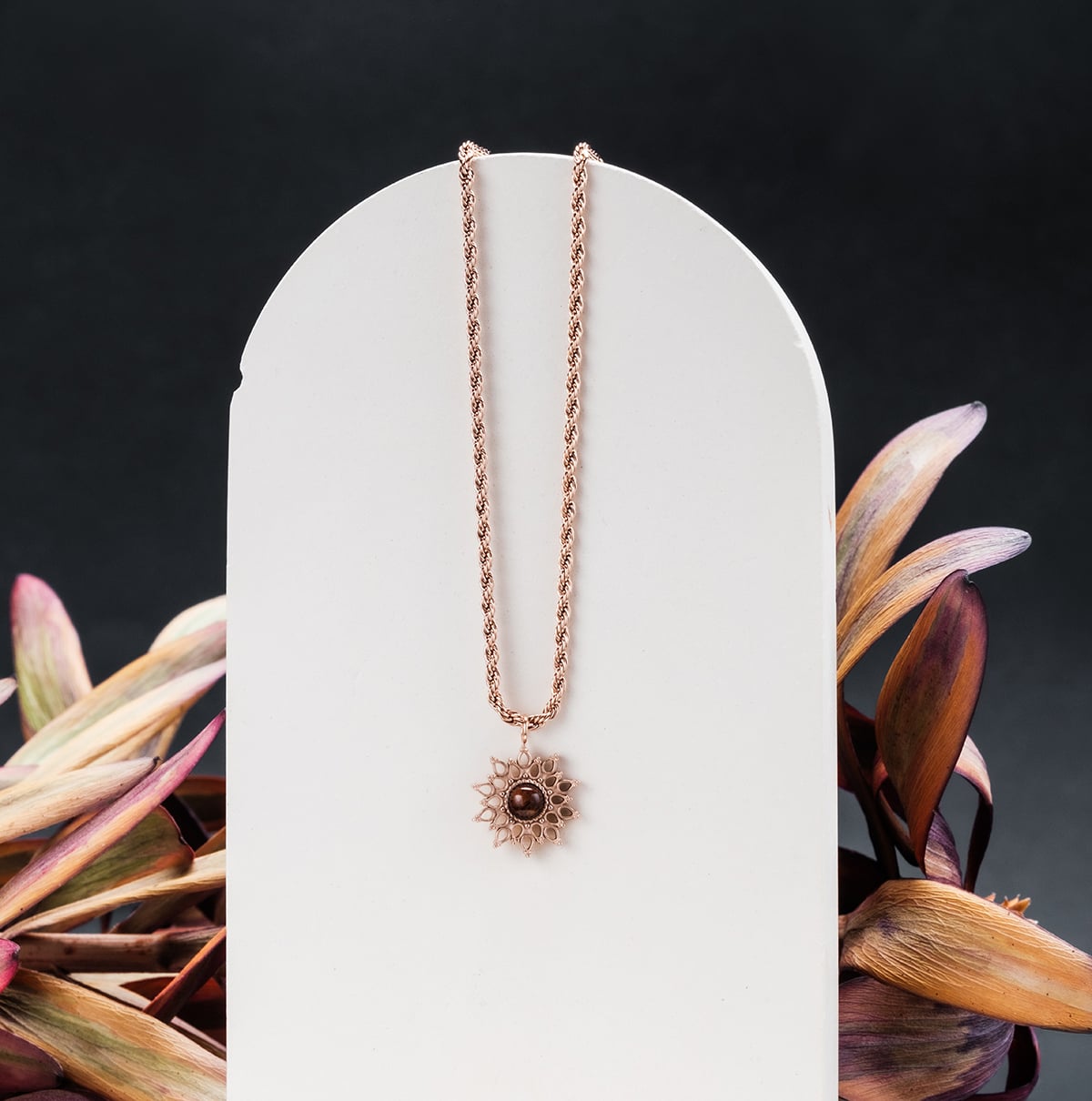 Suncatcher Halskette (Walnuss/Rosé)