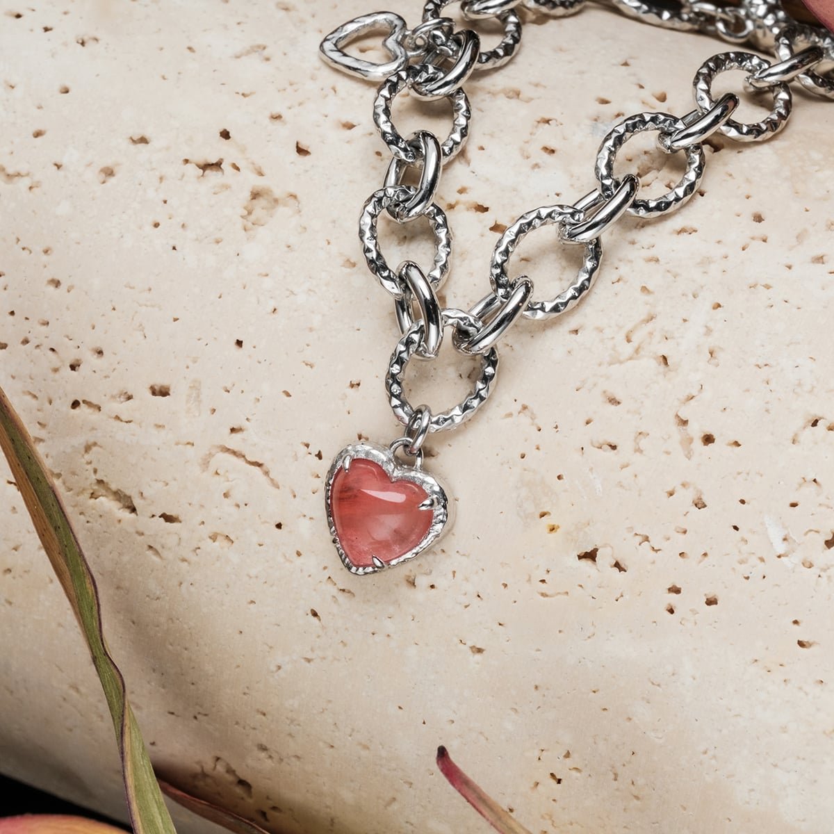 Bracciale Amorance (Quarzo Rosa/Argento)
