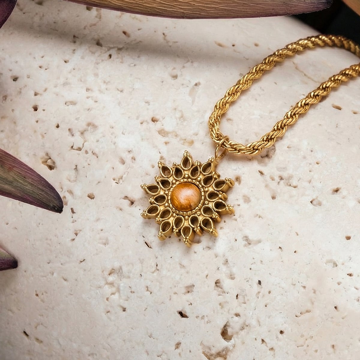 Suncatcher Halskette (Olive/Gold)