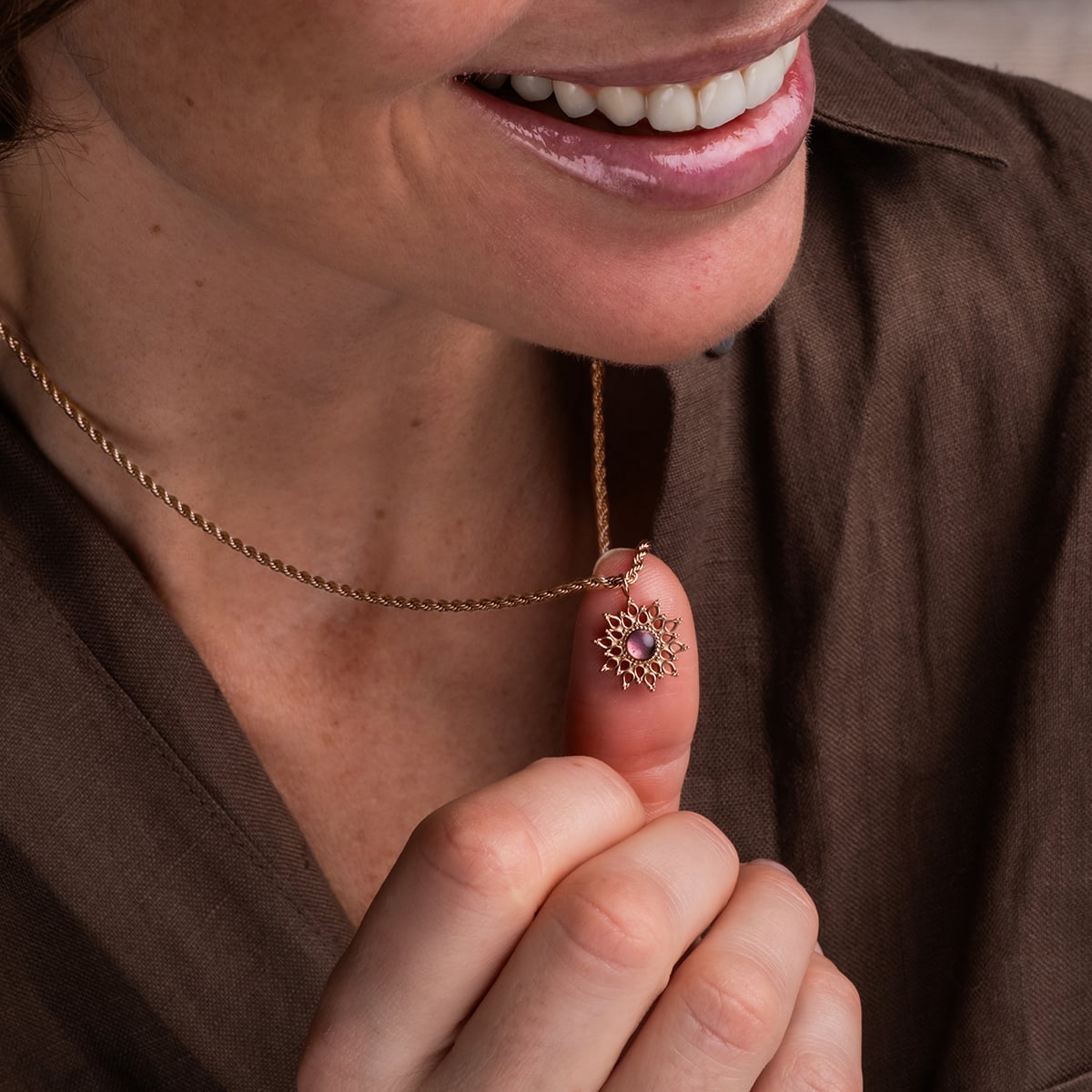 Collana Suncatcher (Ametista/Rosé)